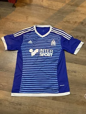 MARSEILLE ADIDAS SOCCER JERSEY DROIT AU BUT  Inter Sport Men’s Size Medium Blue • $19.99