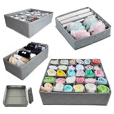 £7.89 • Buy 3 Pack Drawer Organiser Neat Tidy Storage Box Wardrobe Divide Organizer Socks UK
