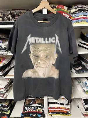 Tee Shirt Metallica Vintage 1991 Tour Enter Sandman Tour 90'S Old Man Face - XL • $560