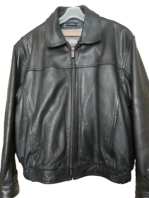 Wilsons Black Leather Bomber Jacket Mens Size L Zip Out Lining Thinsulate • $49.97