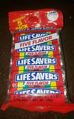 Vintage 90s Nabisco 5 FLAVORS Life Savers Candy Roll Unopened 5 Pack • $59.99