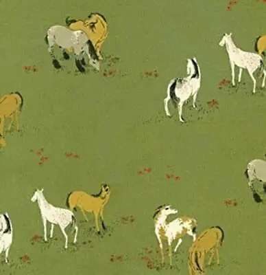 Heather Ross-West Hill Collection- Ponies In Green (12x22 ) OPP • $5.79