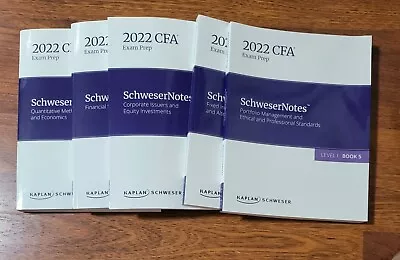 Kaplan Schweser CFA Level 1 - 2022 Textbook Prep Set Of 5 (1_5) New  • £89.99