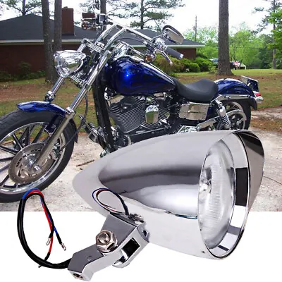 Motorcycle Bullet Tri Bar 5.75  Headlight Lamp For Harley Bobber Chopper Dyna • $74.21