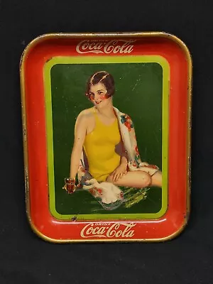 Vintage ORIGINAL 1929 Coca-Cola Coke Soda Serving Tray Swimming Girl Bottle Sign • $95