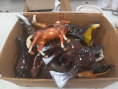 Large Box Lot Vintage Plastic Toy Horses Hong Kong More Old Horse  • $55