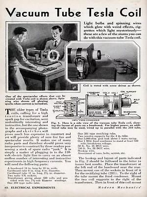 $46 • Buy 4160.Vacuum Tube Tesla Coil.Electrical Experiments.POSTER.Home School Art Decor
