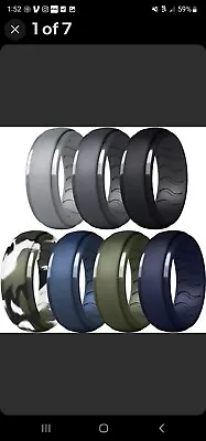 7-pack Breathable Mens Silicone Wedding Rings Rubber Ring Bands For Men Sz 12 • $9.99