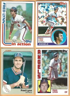 Fred Lynn Red Sox And Angels Great 4 Card LOT All 38+ Yrs Old NrMt Or Better • $1.69