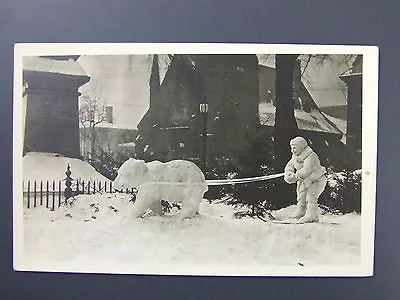 Snow Sculpture Civil War Monument Greenfield MA Real Photo Postcard RPPC C1910 • $29.75