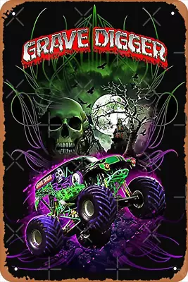 Yzixulet Grave Digger Monster Jam Monster Truck Poster Metal Tin Sign Vintage 8X • $21.87