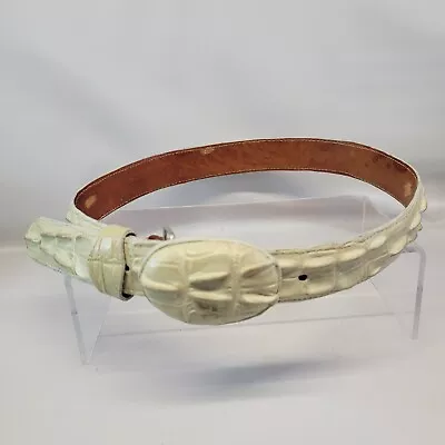 Mexican White Leather Belt Crocodile Alligator Size 32 • $29.95