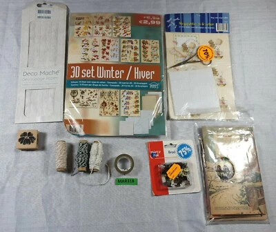 £3 • Buy Small Craft Bundle, Christmas Decoupage, Embellishment Pack, Twine, Brads MAR318
