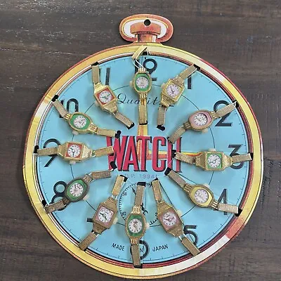 Vtg 1950's Children’s Wrist Watch Cardboard Store Display 12 Watches Japan (J) • $31