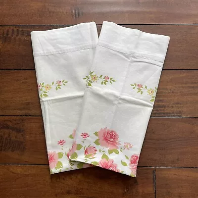 VTG 1970s Lady Pepperell Pillowcases Standard Size Pair No Iron Rose Faint Stain • $14.99