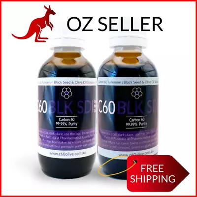 2 X C60 Organic Black Seed Oil With 99.99% Pure Carbon 60 – 100ml Bottles • $131