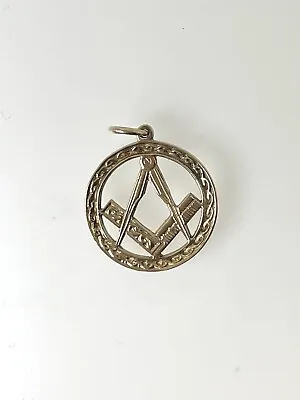 Vintage 9ct Yellow Gold Free Masons Masonic Charm Pendant Compass Square 15.5mm • £90