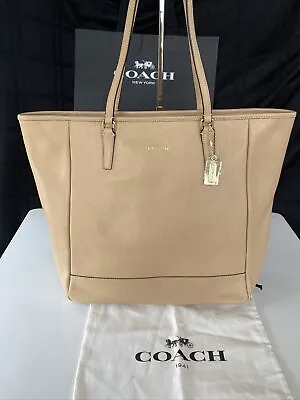 Coach Saffiano Leather  Zip Top Tote Bag Purse In Camel #23891 NWOT • $199.99