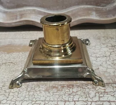 Vintage Brass/Gold Tone Footed Square Metal Lamp Base Replacement Parts Set  • $19.98