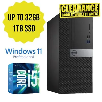 Dell I5 Desktop Computer PC Up To 32GB RAM 2TB SSD Win11 Pro WiFi DVD BT5.0 • $159.99