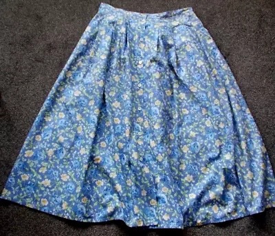 Laura Ashley Ladies Blue/yellow Floral Skirt Cotton Midi Size 16 New • £22