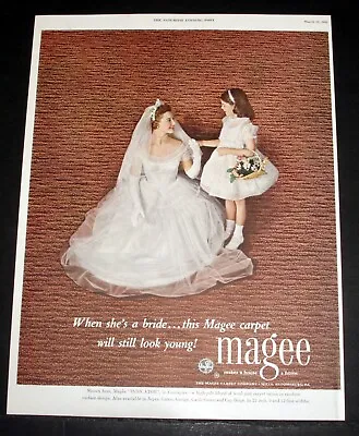 1952 Old Magazine Print Ad Magee Carpet Makes A House A Home Pretty Bride Art! • $12.99