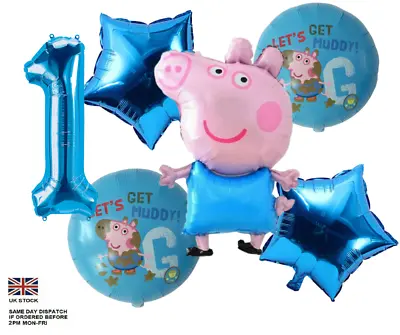 £7.90 • Buy PEPPA PIG GEORGE BALLOONS Birthday Party Set UK SELLER Foil Kids