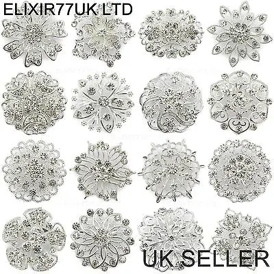 £101.63 • Buy Diamante Crystal Silver Pin Brooch Wedding Bouquet Bridal Cake Sterling Job Lot