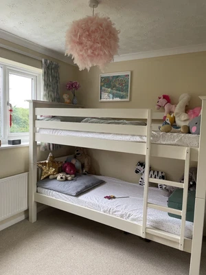 £150 • Buy Julian Bowen Barcelona Kids Bunk Bed Stone Whit With 2 Mattresses