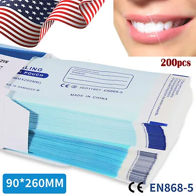 200 Self Sterilization Pouches Pouch Autoclave Sterilizer Bag Dental Tattoo Nail • $25.18