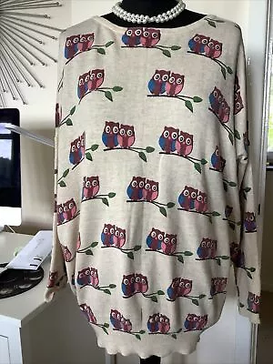£10.99 • Buy Masts Lovely Light Brown Oversized Owl  Thin Jumper Size M/L UK 12 / 14