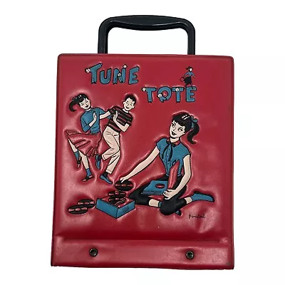 Vintage Tune Tote Record Holder Ponytail Carrying Case 45 RPM 14 Sleeves + 45'S • $35