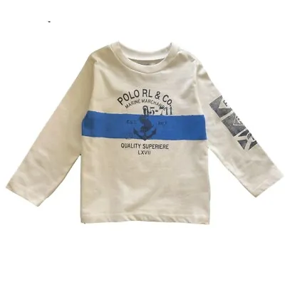 Baby Boys Ex Ralph Lauren Long Sleeve Top T Shirt  18 24 Genuine Factory Surplus • £8.99