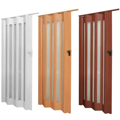 Accordion PVC Folding Door Acrylic Glass Through Sliding Doors Room Divider Wall • £55.99