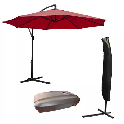 Large Garden Cantilever Parasol With Crank For Patio Sun Shade Hanging Umbrella • £137.95