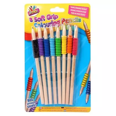 Artbox Bright Soft Grip Kids Colouring Pencils Set Soft Spongy Grip 8 In Pack • £2.89