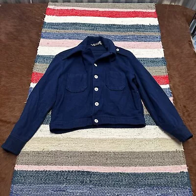 Vintage Girl’s Wool Coat Braten Navy Blue Sailor Madeline Blue Wool L • $39.90