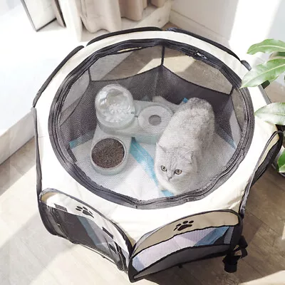 Large Portable Pet Dog Cat Playpen Tent Oxford Fabric Fence Kennel Animal Cage • £13.95