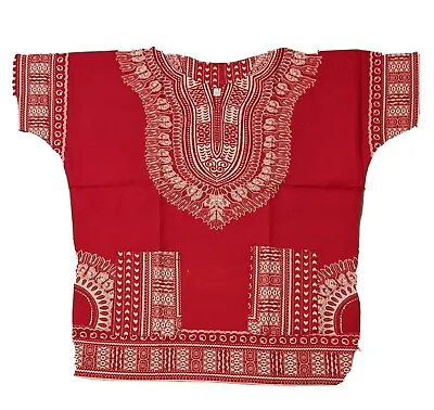 £12 • Buy Unisex Dashiki African Tribal Print Caftan Shirt Red Large