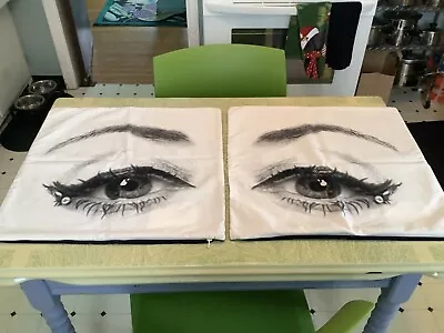 2 IKEA OMEDELBAR PILLOW COVERS Marilyn Monroe EYE Black Velvet Back 20”X 20” • $29.99