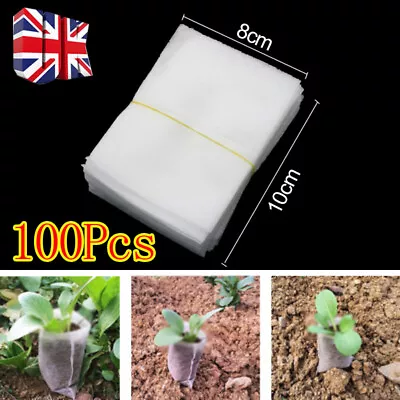 £4.79 • Buy 100pcs Biodegradable Non-Woven Nursery Bags Plant Grow Bag Pouch Pots 8x10CM UK