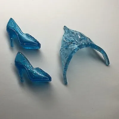 Disney Elsa Frozen Doll Accessories - Blue Glitter Crown & Shoes Heels - 2012 • $7.49