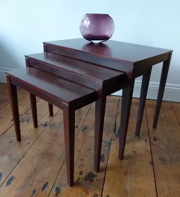Vintage Mid Century Modern Danish Nest Of Tables Rosewood Bent Silberg A1 Con • £325