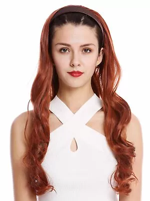Half Wig Hair Piece Headband Hairband Red Wavy Curly Curls Long 65 CM • £18.97