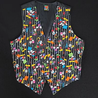 Vintage Mickey & Co Women Colorful Print Tuxedo Vest 18W Minnie Mouse Retro 90s  • $19.88