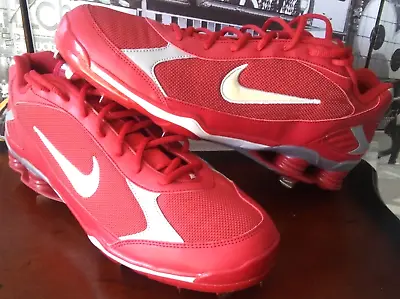 Nike 375764-611 Shox Fuse 2 Red Diamond MLB Baseball Metal Cleats Shoes Men's 15 • $31.98