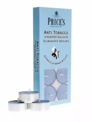 10 Prices Scented Anti Tobacco Tealight Candles Eliminates Smoking Odours • £3.49