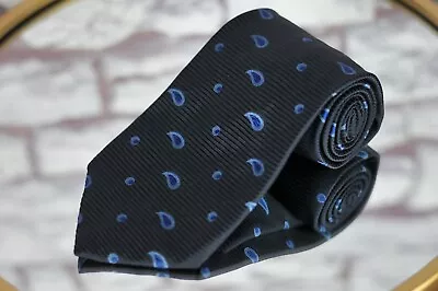 Robert Talbott Men's Tie Blue Paisley Dot Woven Silk Necktie 56 X 4 In. • $39.99