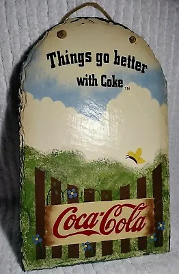 Vintage Coca Cola Sign Plaque Slate 98 Wall Soda Coke Butterfly Collectible RARE • $99.99