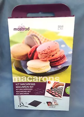 Mastrad Macaron Kit-Baking Sheet Piping Bag 6 Nozzles Clip/Cap Recipes-NEW • $18.55